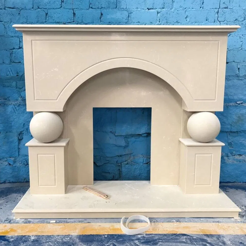 China Wholesale Interior Decoration Modern Style Hand Made Carved Artificial Stone Marble Fireplace Mantel Design Price