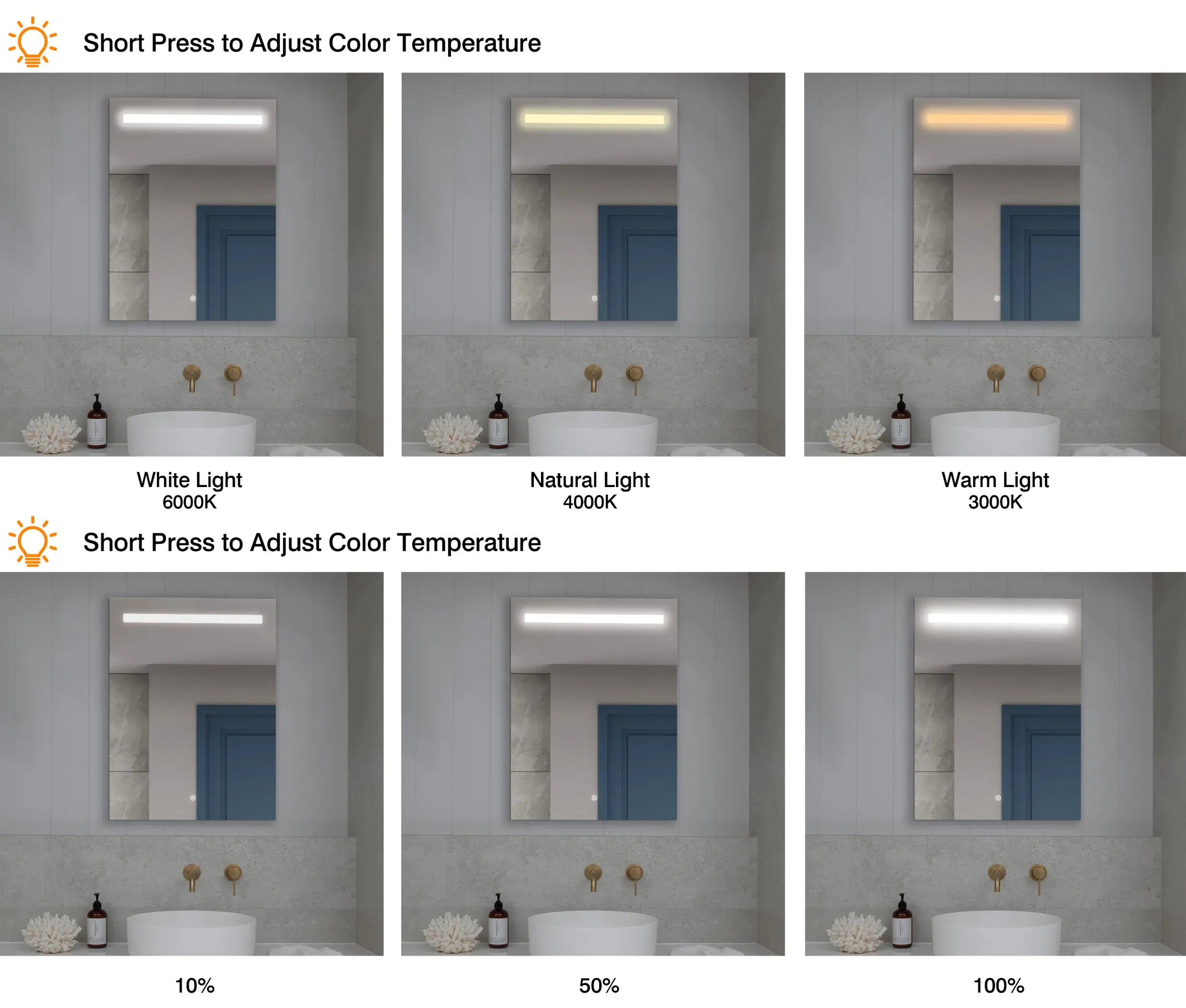 Ortonbath Designer Illuminated LED Bathroom Mirrors Light Sensor Touch Controlled Demister Pad Horizontal Vertical 1200 X 800 mm