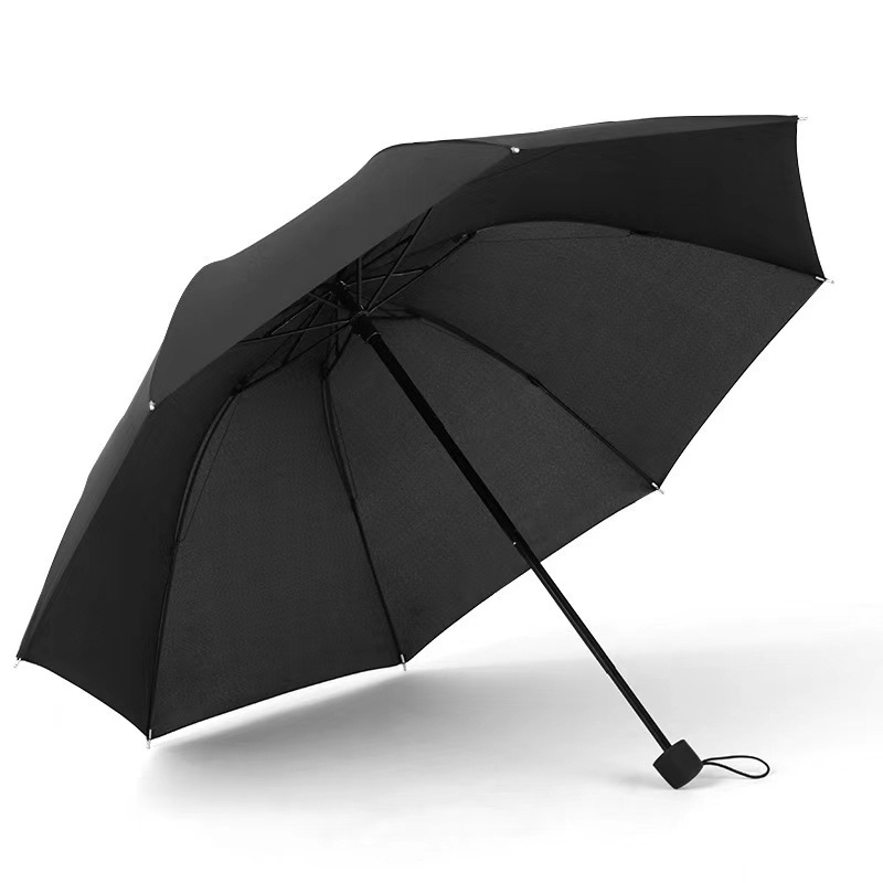 Automatic 3 Folding Black Windproof Compact Travel Lightweight Umbrella