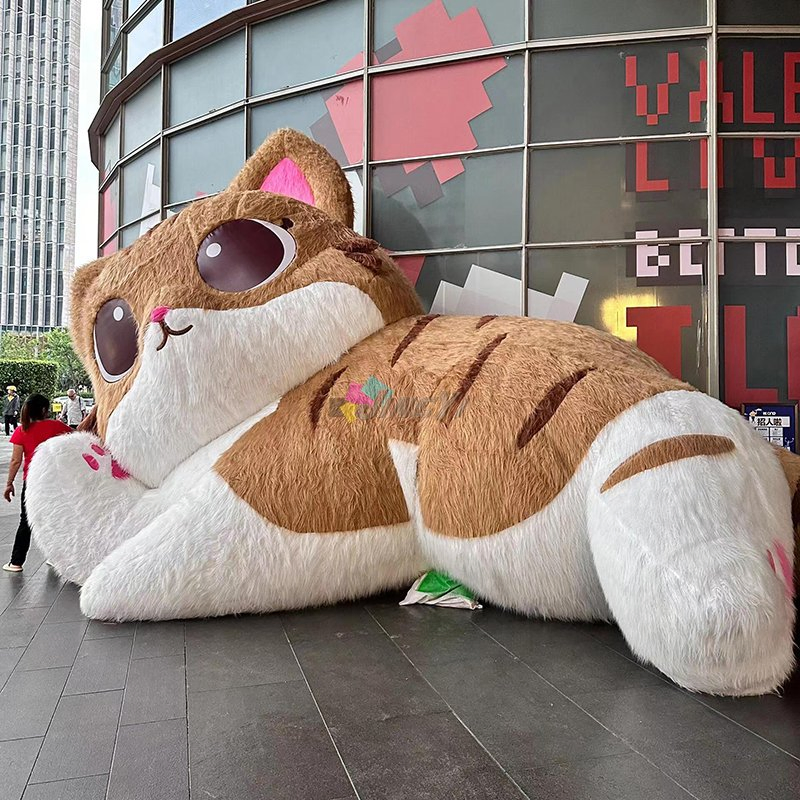 Inflatable Red Plush Giant Inflatable Rabbit Model Air Inflation felt Animal Inflatable For Decoration Advertising