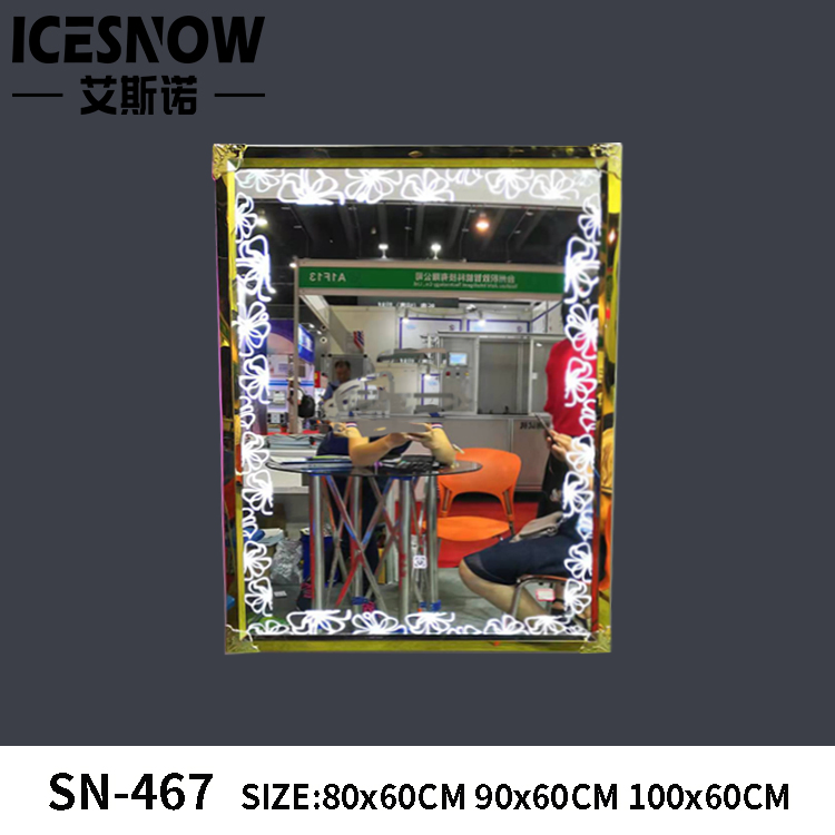 New Design Model LED Smart Touch Switch Stainless Steel Frame Bathroom Mirror