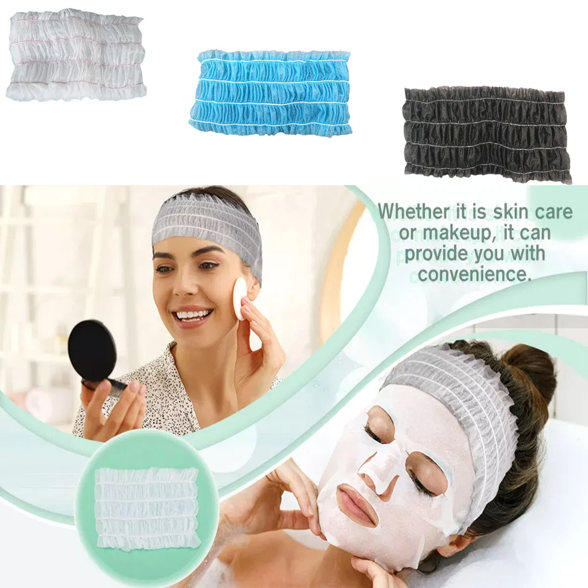 Disposable PP Non Woven Hair Band Disposable SPA Headbands Elastic Hair Bands