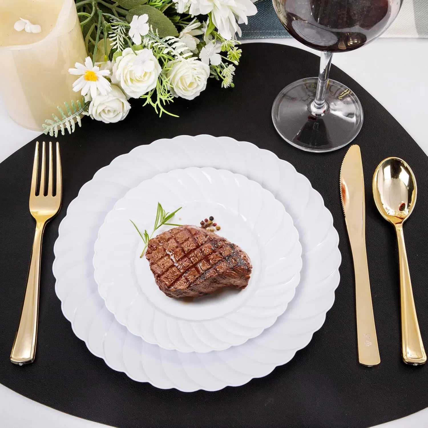 Eco-Friendly White 9 Inch Plastic Dinner Plates for Events