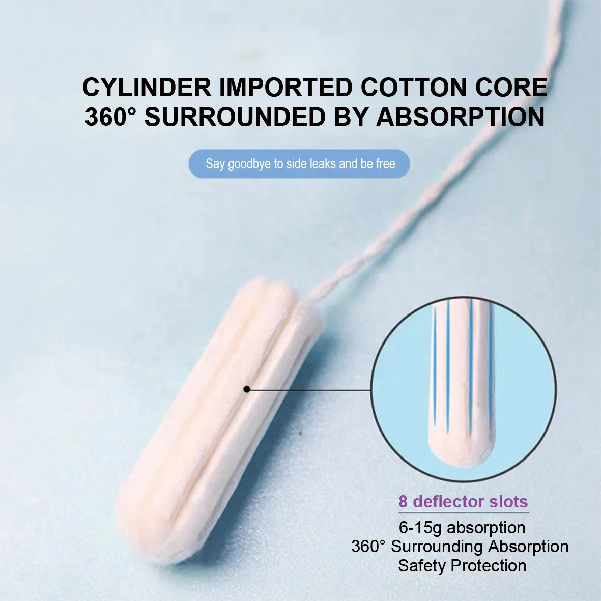 OEM High Quality Organic Vaginal Tampons with Applicator Waterproof Swimming High Flow Menstrual Tampons