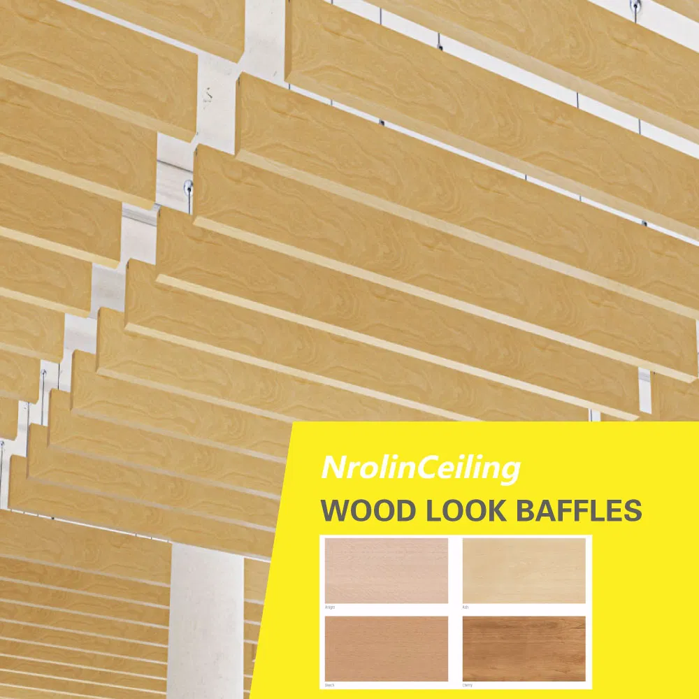 Sound Baffles Fiberglass Wool Suspended Acoustic Wave Ceiling