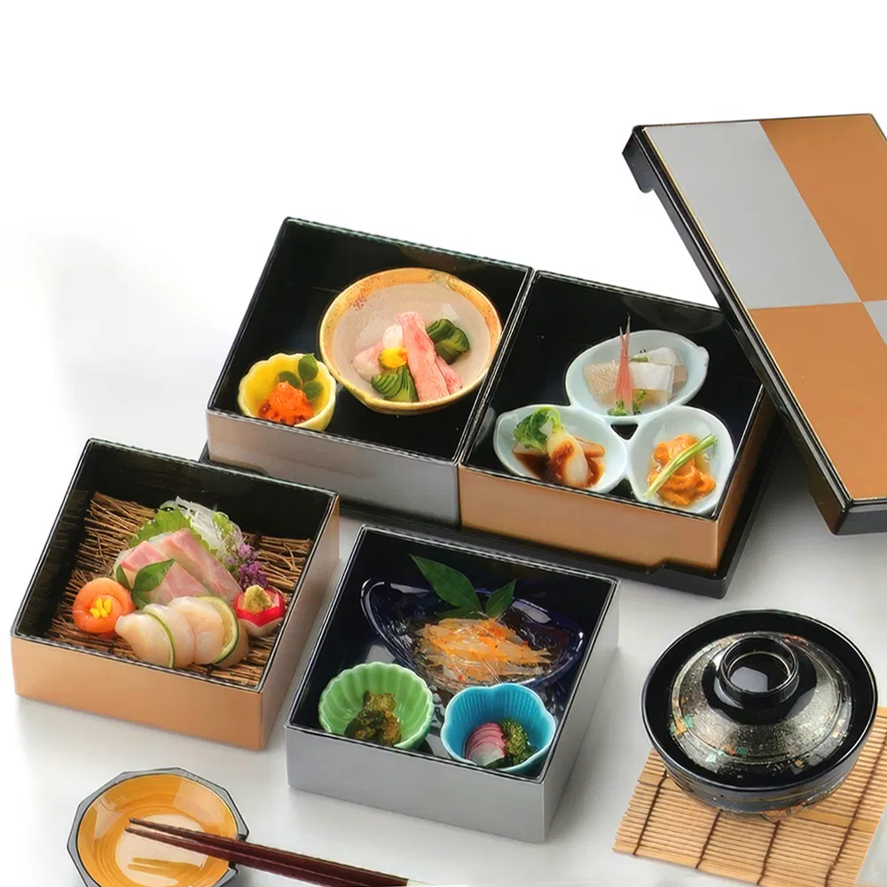 Japanese Bento Box Plum Lunch Container 2-Tier Jubako Lacquerware Japan