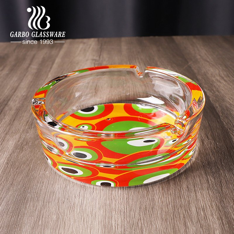 Wholesale High-White Machine-Made Customized Decal Glass Cigar Ashtray Office Smokeroom Outdoor Garden Use Water-Proof for Bar Home