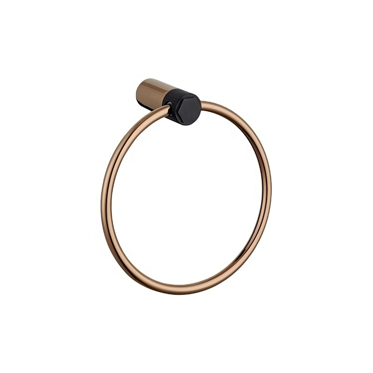 Настенное кольцо для полотенца из латуни, розовое золото и черное