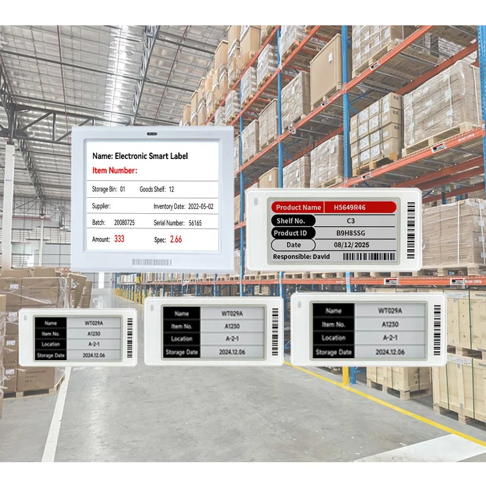 2.13 2.6 2.9 10.2 Inch Multiple Sizes E Ink Display Electronic Shelf Labels with ESL Racking System for Warehouse Rack Labels Holder Crash Prevention System