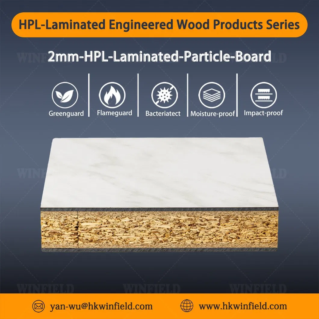 Durable 2mm HPL Laminate Particle Board for Interiors Wall Furniture