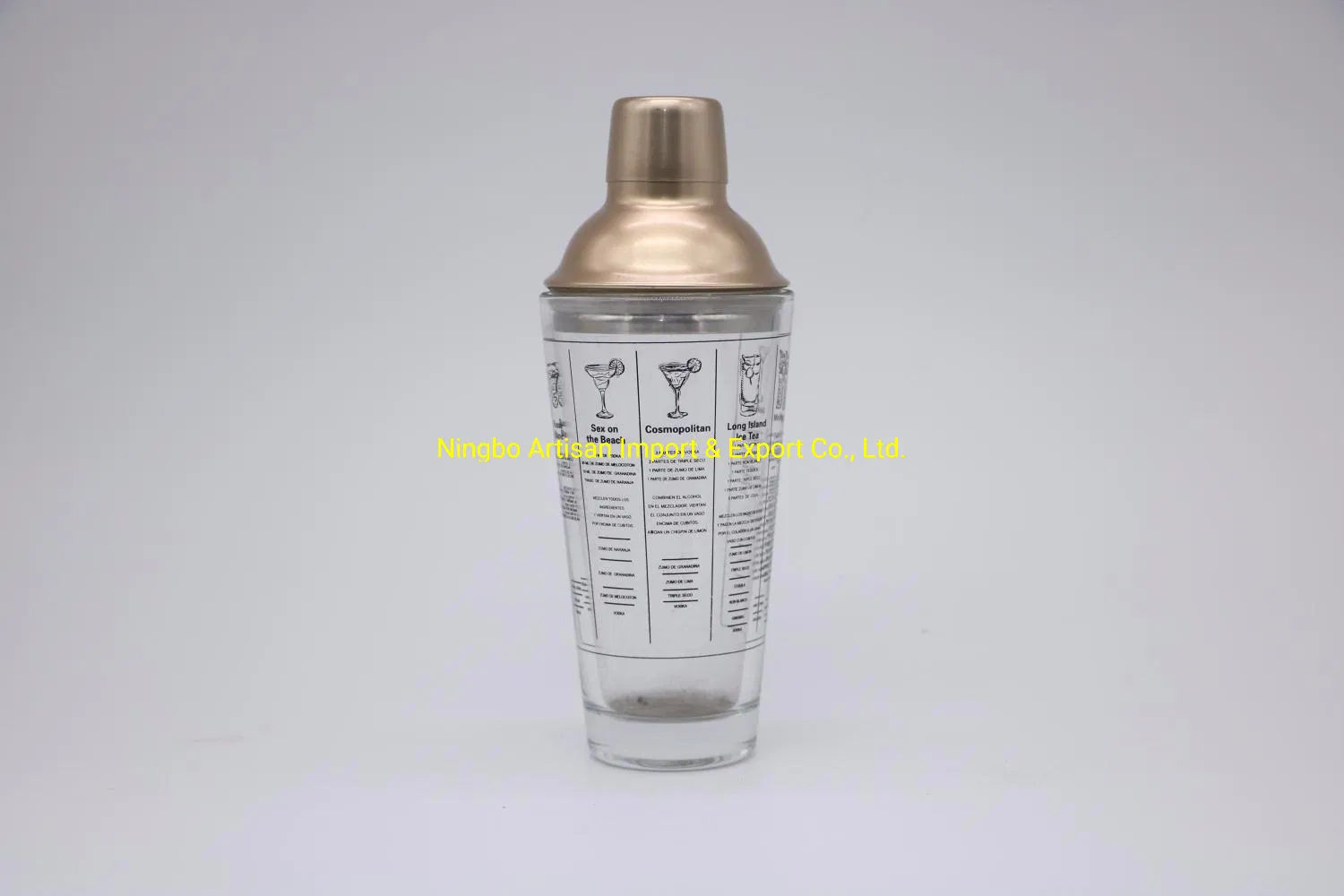 Modern Boston 14oz Recipes Printed Plastic Stainless Steel Cocktail Shaker