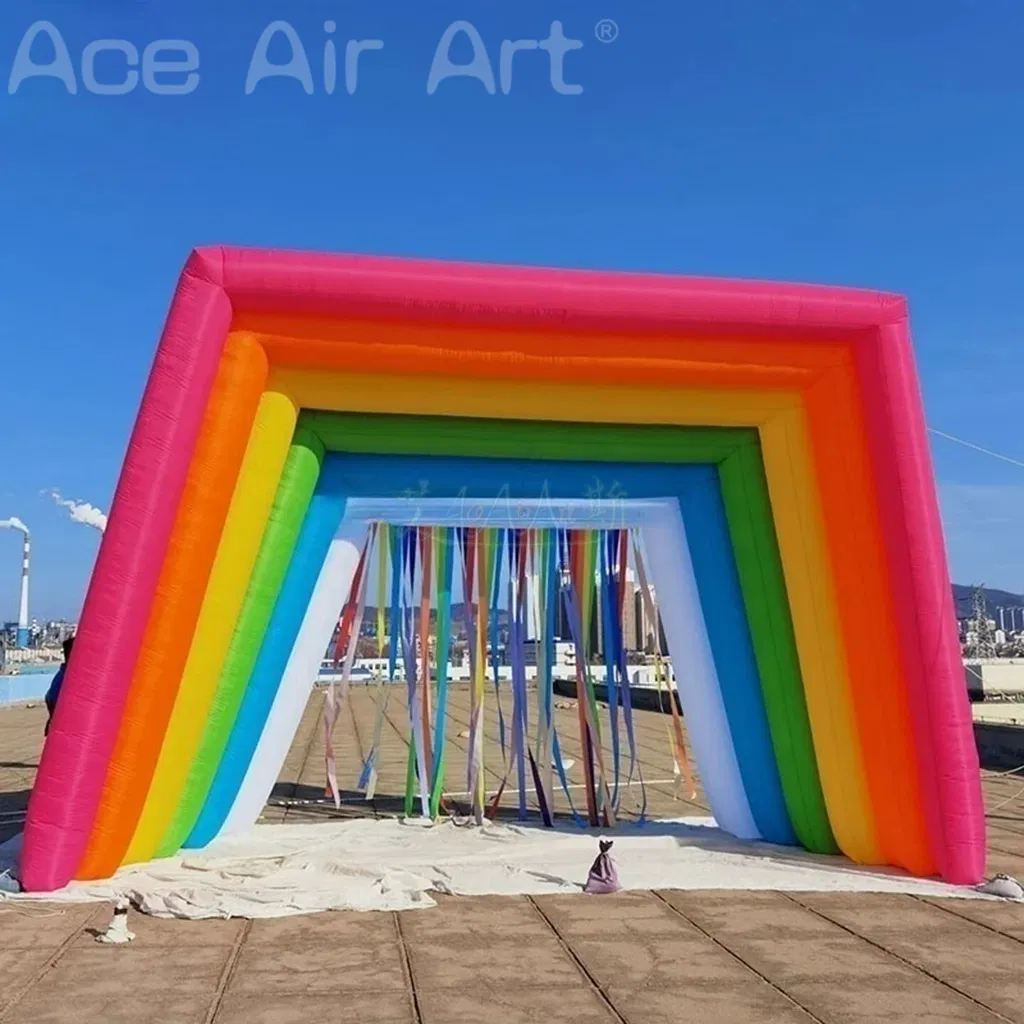 Giant Inflatable Rainbow Arch with Colored Stripes for Party Themed Party Decoration