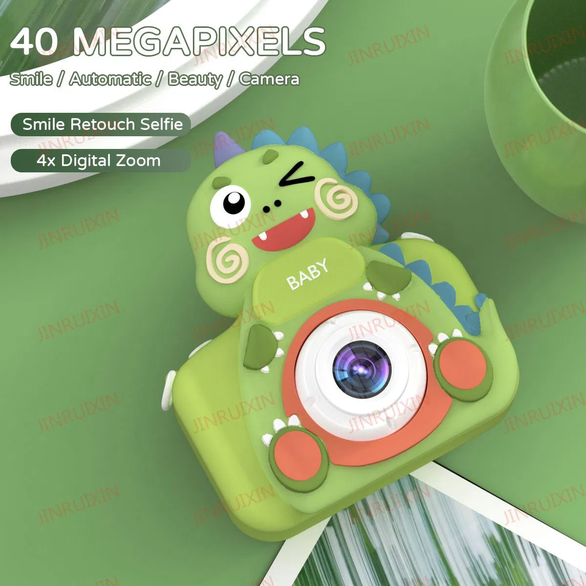 Factory Wholesale Foreign Trade New Children's Camera Cartoon Green Dinosaur HD Double Shot Game Selfie Filter Toy Factory