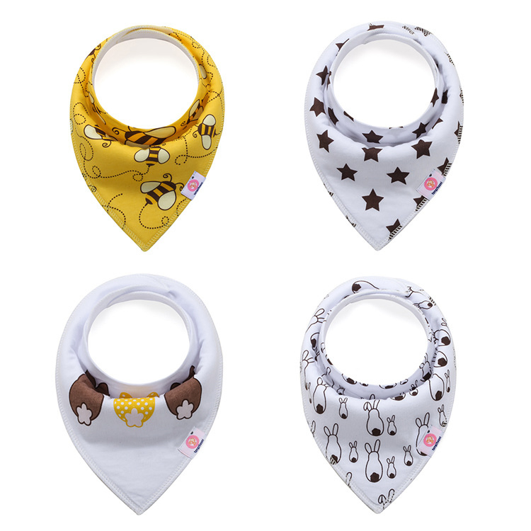 Custom Adjustable Absorbent Premium Organic Cotton Cute Triangle Baby Bandana Drool Bibs