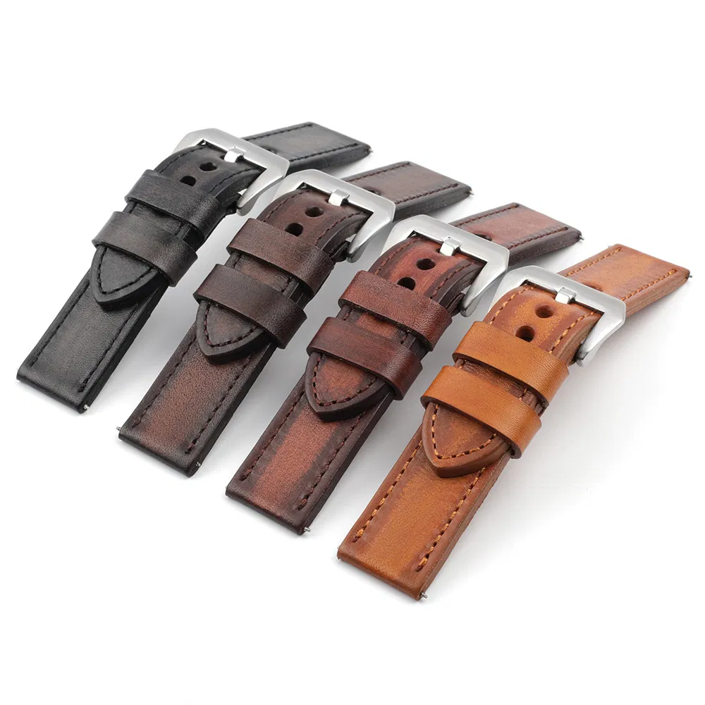 24mm Genuine Leather Watch Straps Vintage Brown Leather Watch Bands for Men Watch