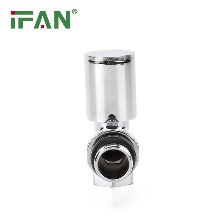 Ifan ISO15875 Brass Radiator Valve Female Thread Angle Temperature Valve Chrome Plated Radiator Valve