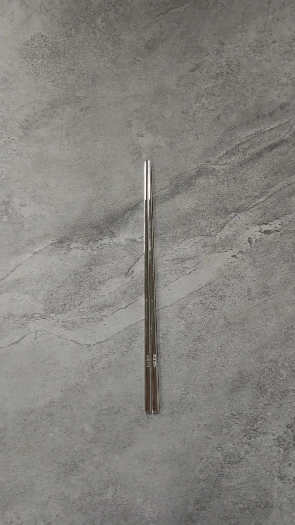 Korean Style Silver Stainless Steel Flat Shiny Chopsticks for Rice Noodle Kimchi