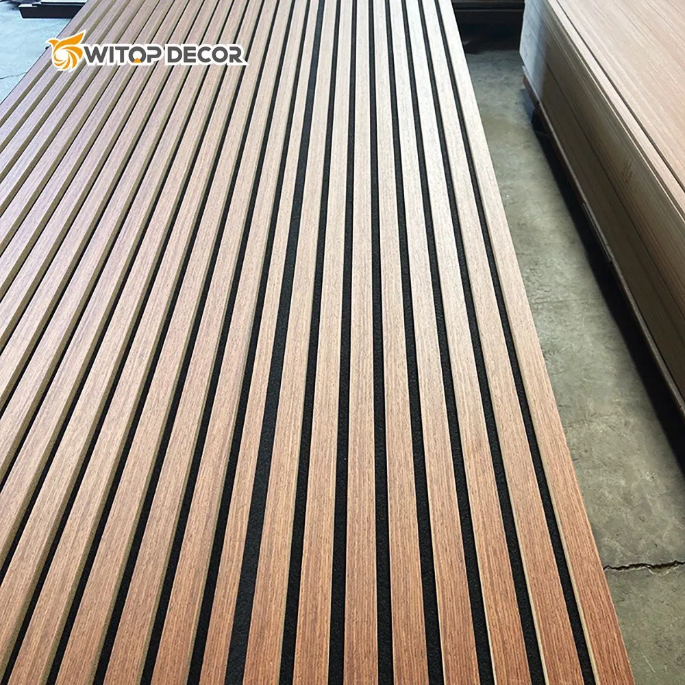 Sound Insulation Indoor Witop Decor Slatted Wood Veneer Akupanel Sound-Absorbing Panels