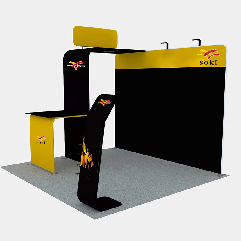 Custom Portable Modular Trade Show Booth Display 10X10FT Heavy Duty Aluminum Alloy Tension Fabric Backdrop Dye Sublimation