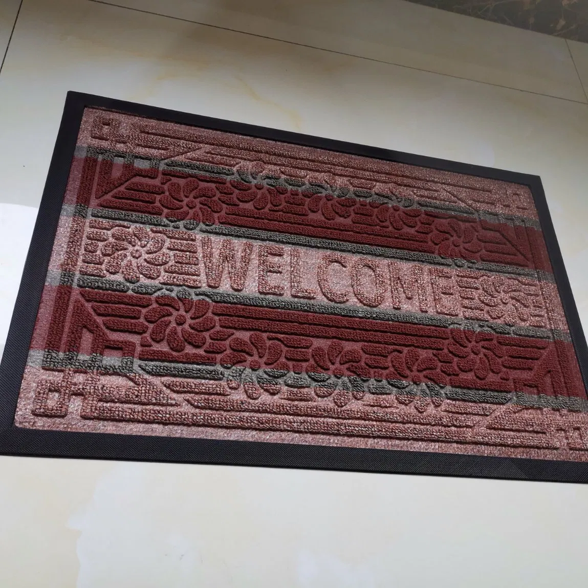 Custom Anti Fatigue Linen Fabric Non-Slip Floor Square Front Door Foot Mat Indoor Clear Kitchen Door Mat