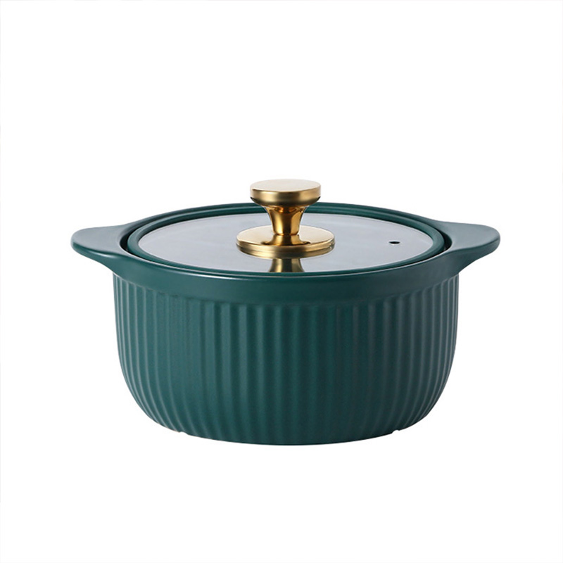 Matte Color Glaze Stew Pot Ceramic Casserole Dish with Glass Cover Insulated Ceramic Kitchen Cookware