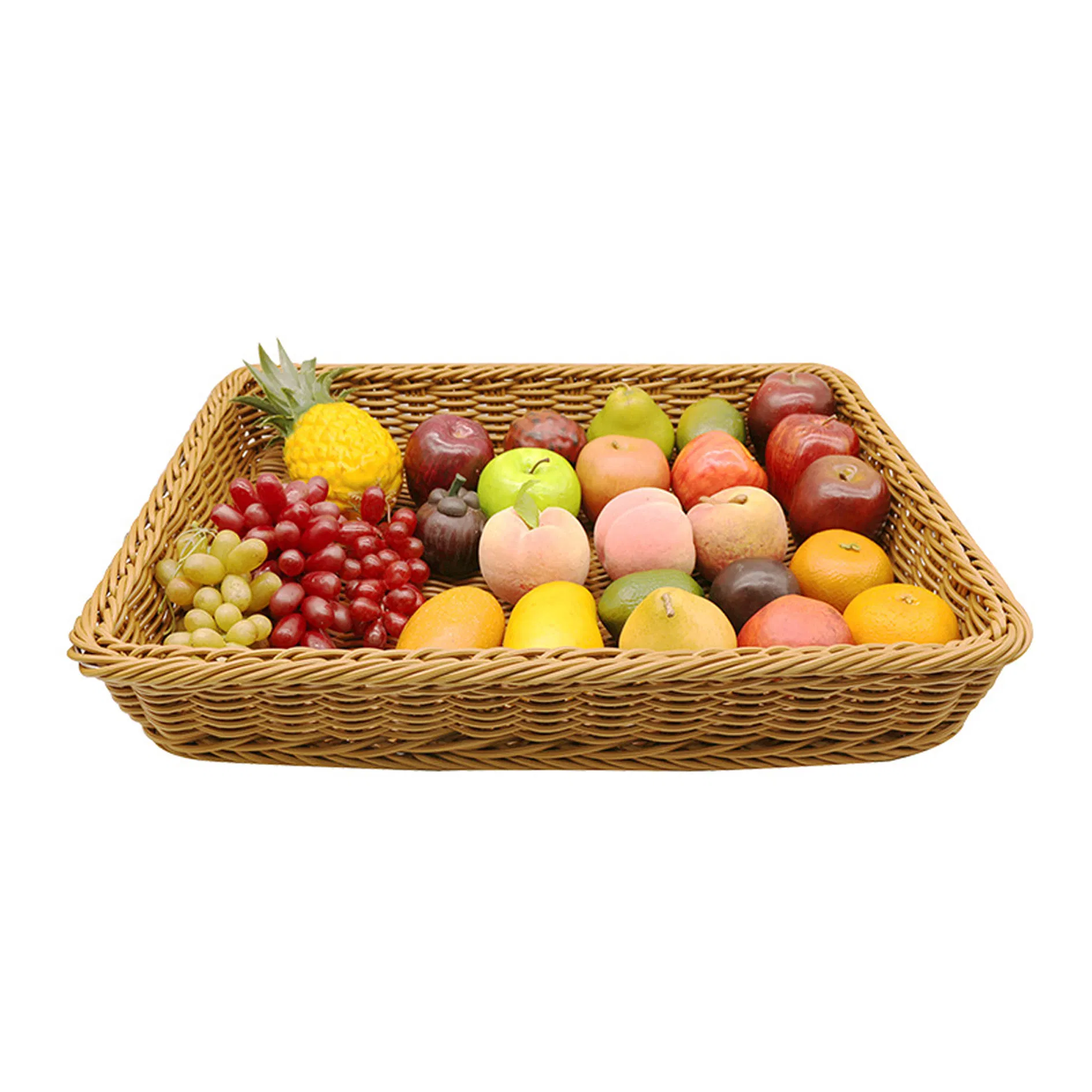 Practical Imitation Rattan Supermarket Restaurant Fruit and Vegetable Basket Multiple Sizes Available for Customization