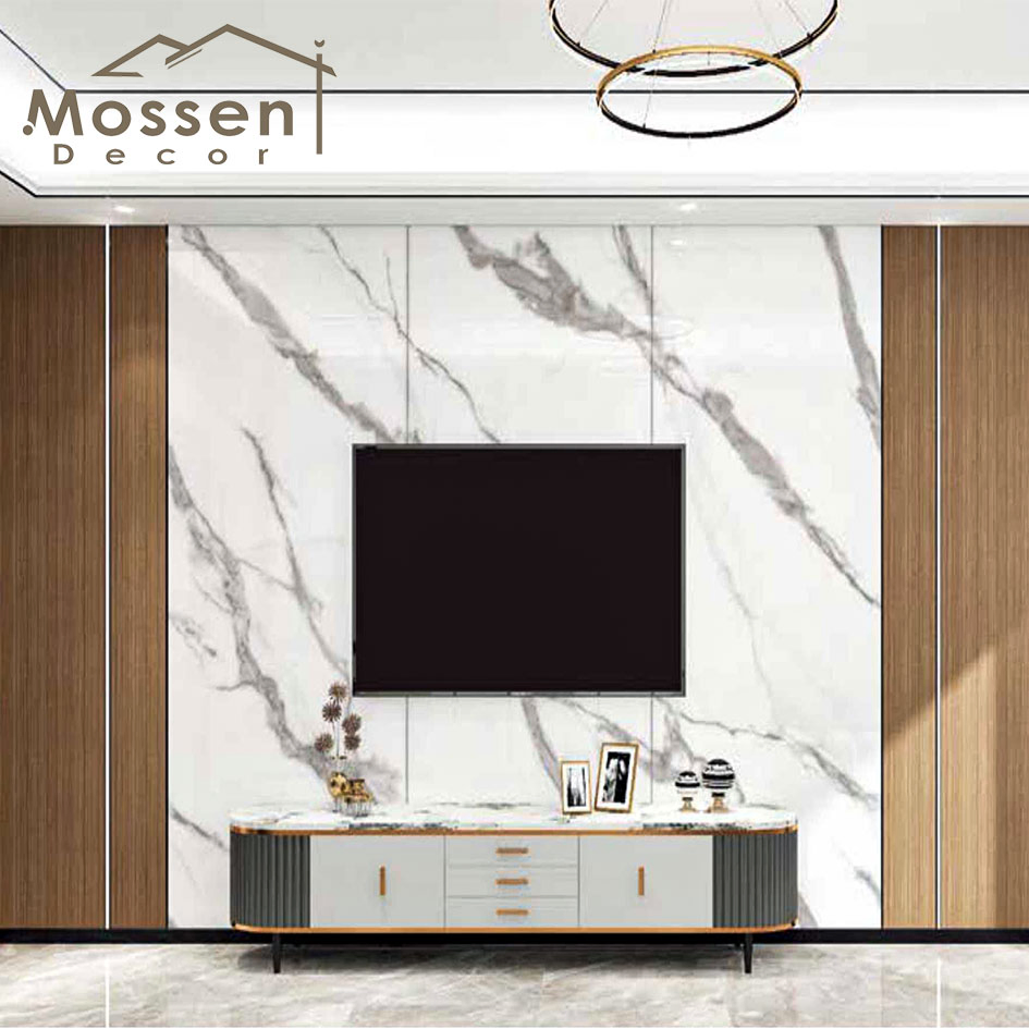 Interior Fireproof Pet High Gloss PVC Marble Wall Panel Bamboo Charcoal Panel