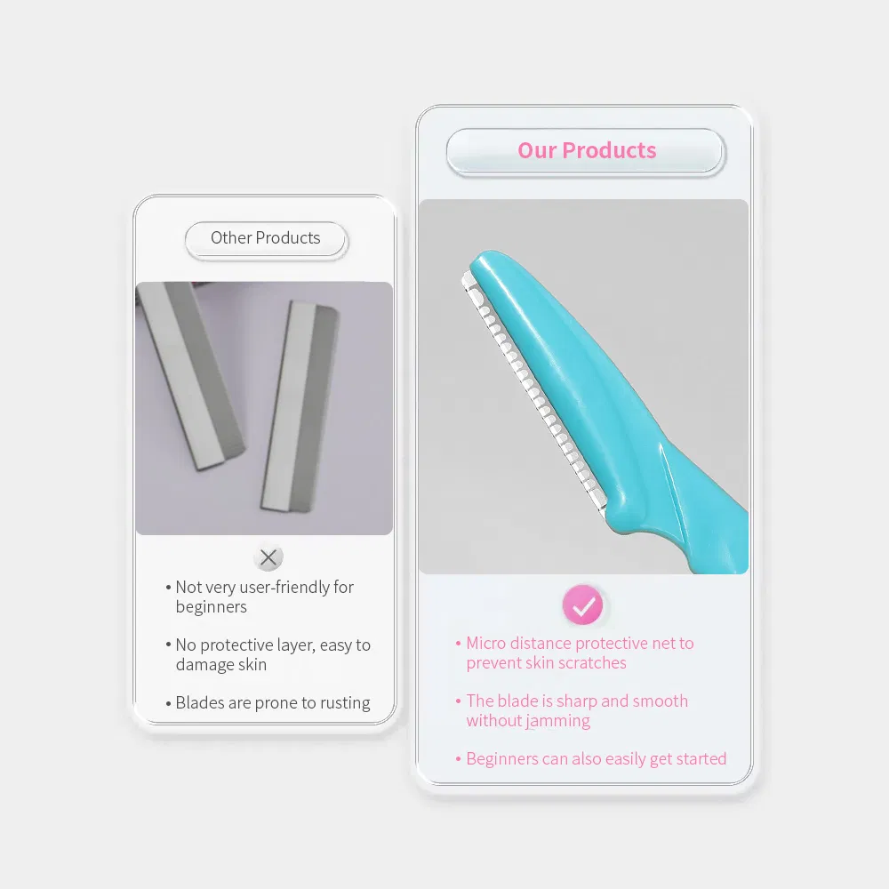 Excellent Quality Plastic Face Eyebrow Shaver Stainless Steel Facial Eye Brow Shaving Razor for Women