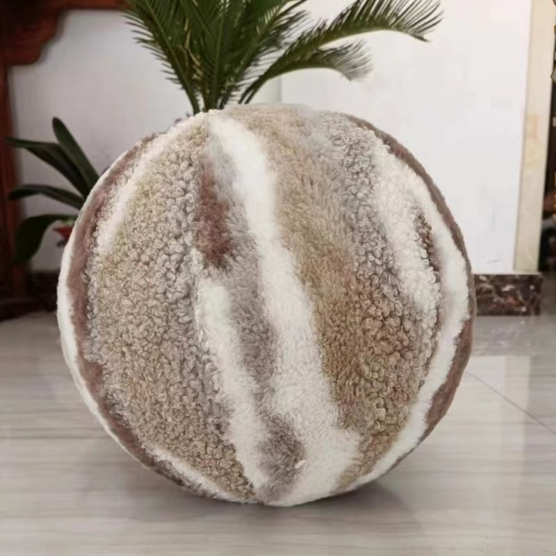 Print Fake Rabbit Teddy Fur Cushion Round of Baby Pillow Gift Hometextile