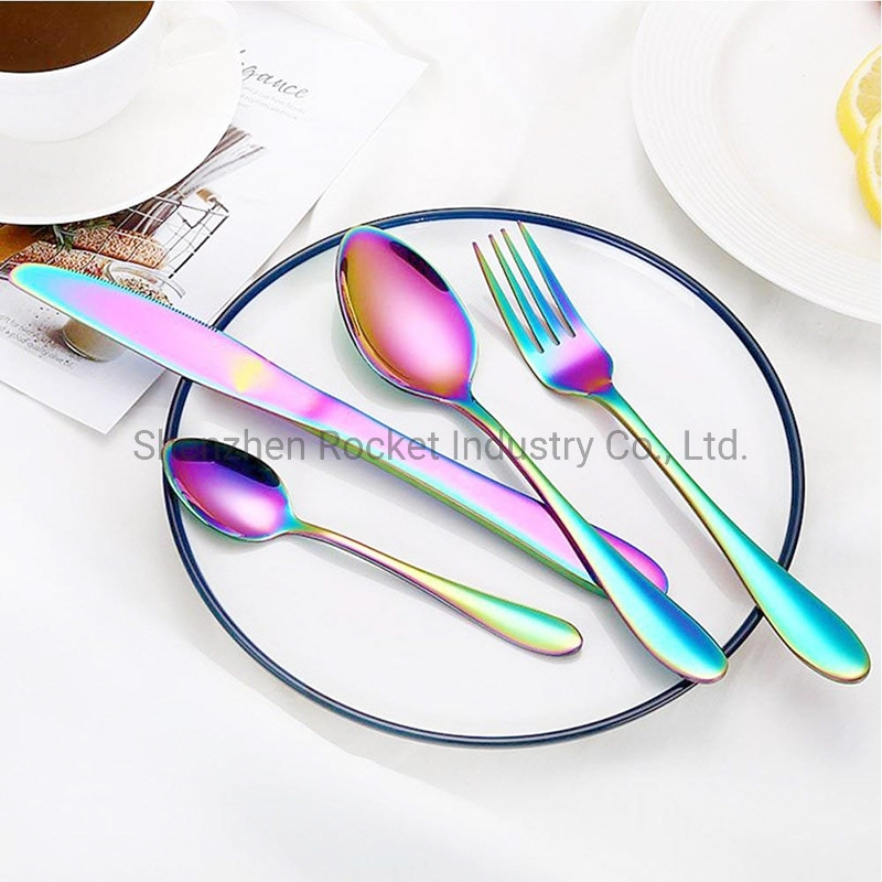 Small Colorful Spoons and Forks Stainless Steel for Dinner