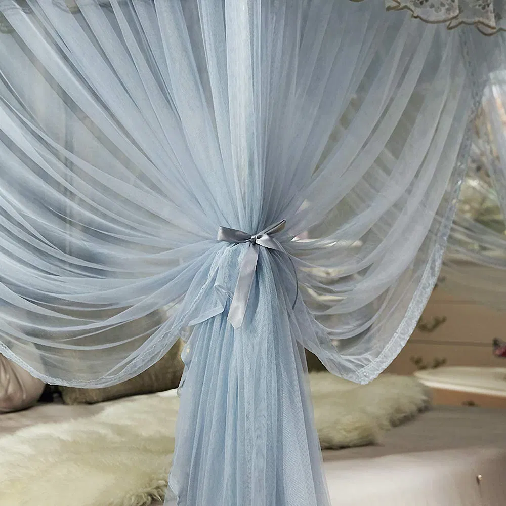 Elegant Bed Curtains Canopy Embroidery Ruffle Canopy Netting Bed Canopy Mosquito Net