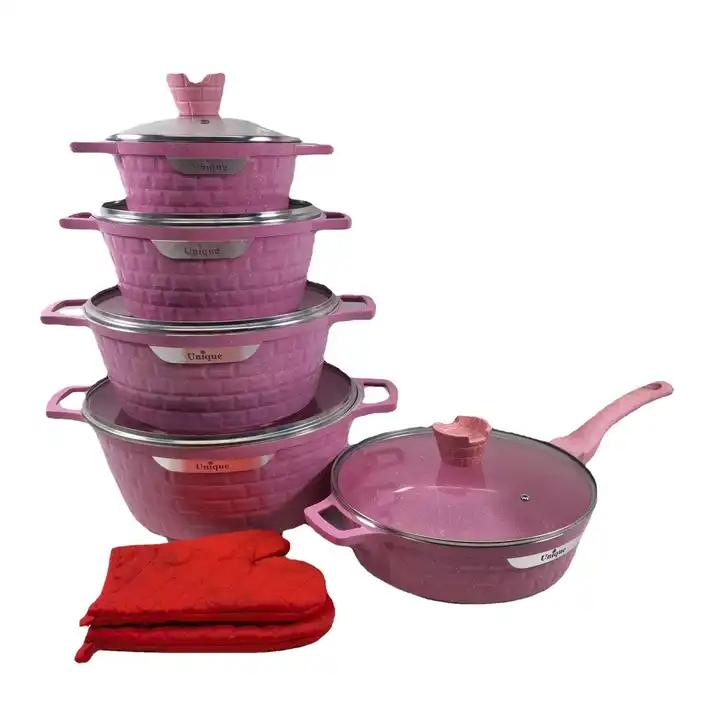 New Fashion 12 PCS High Quality Non-Stick Kitchen Ware Set Granite Manufacturer Fry Pan Cooking Pot
