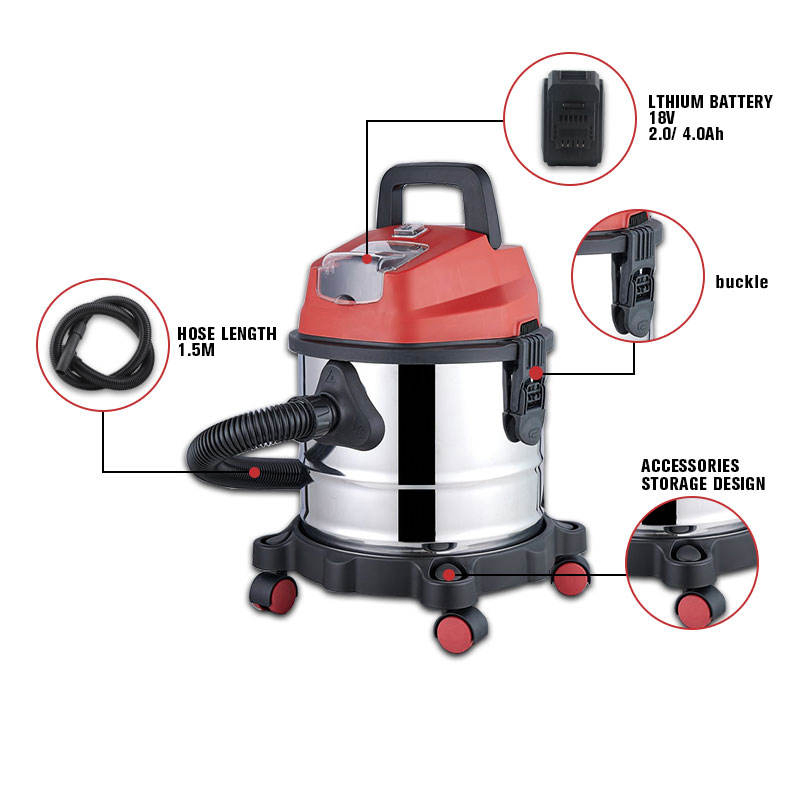 18V Lithium Rechargeable Battery Wet Dry Vacuum Cleaner Portable Cordless 20L Vacuum Cleaner