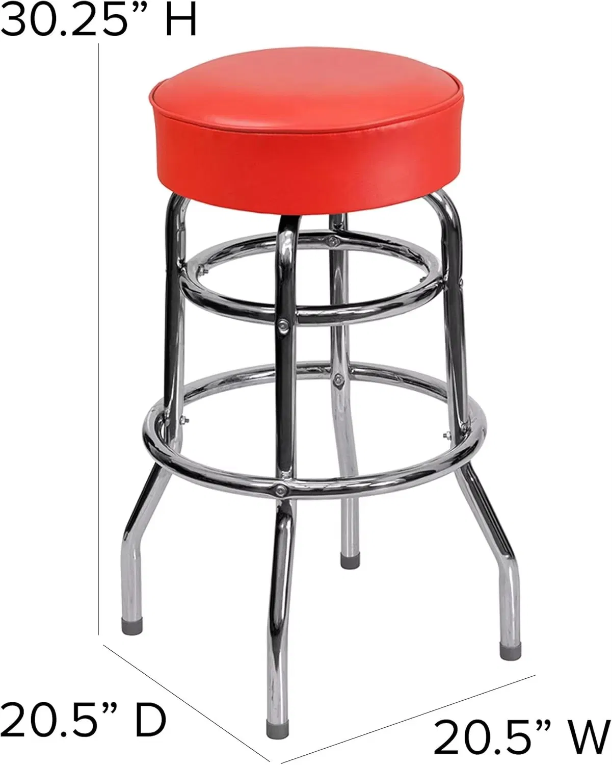 Swivel Bar Stool Double Ring Chrome Backless Barstool