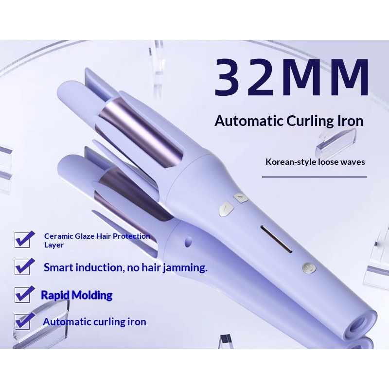 Fully Automatic 32mm Curling Iron with Large Curls, Electric Negative Ions for Hair Care and Styling Hair Curler