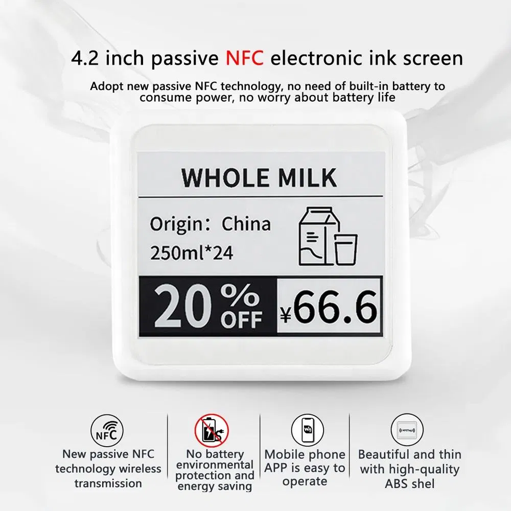 Customization According to Requirements: 4.2inch Esp32 NFC Wireless Supermarket Epaper Eink Price Tag Electronic Shelf Label Risk Control