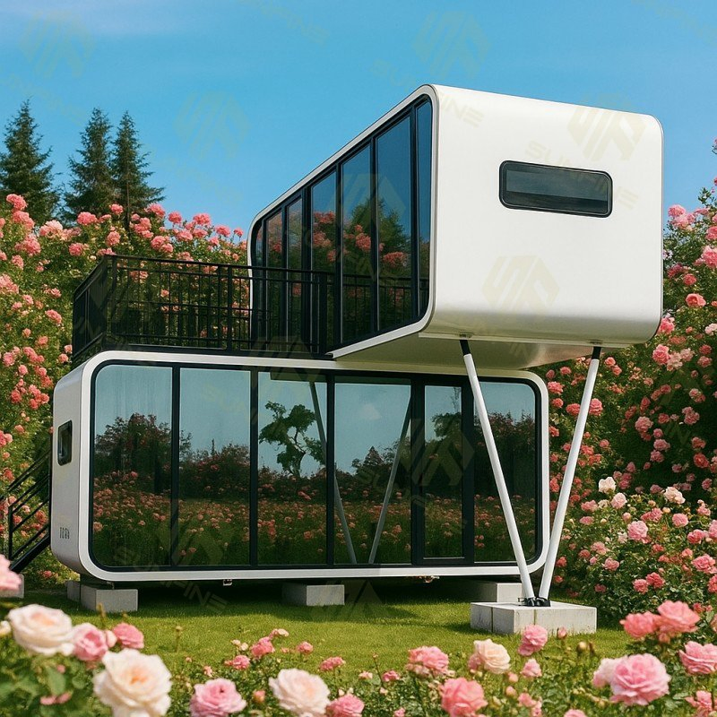 2 Bedroom Pod House Outdoor Prefab House Living and Working Apple Cabin