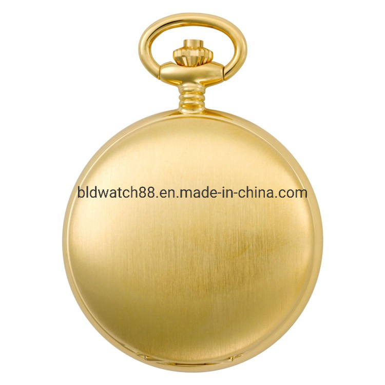 Custom Japan Movement Engraved Golden Copper Pocket Watch Chain