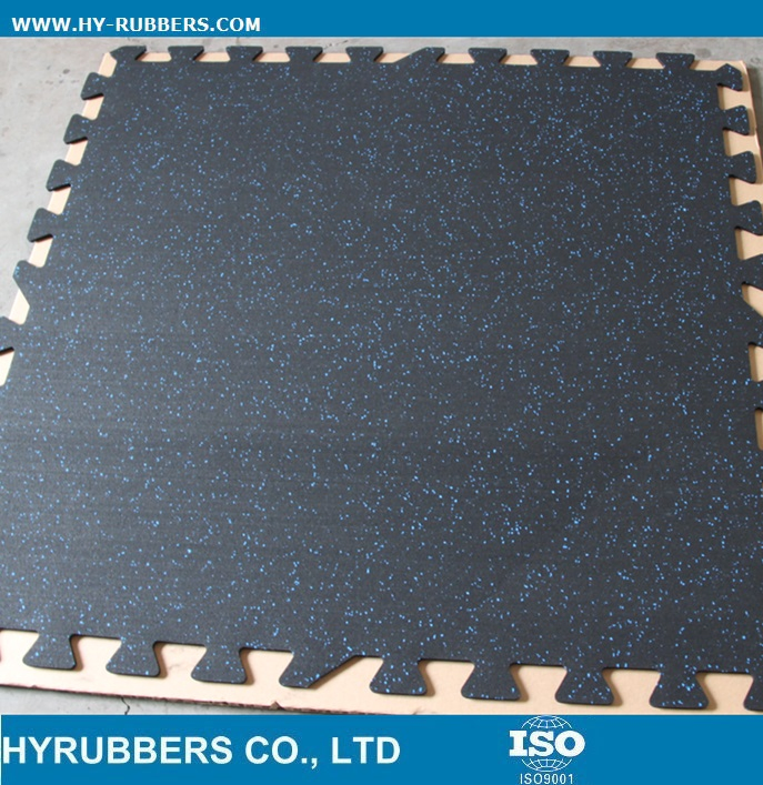 Interlock Gym Use Rubber Floor Tile, Dog Bone Safety Rubber Floor Recycled