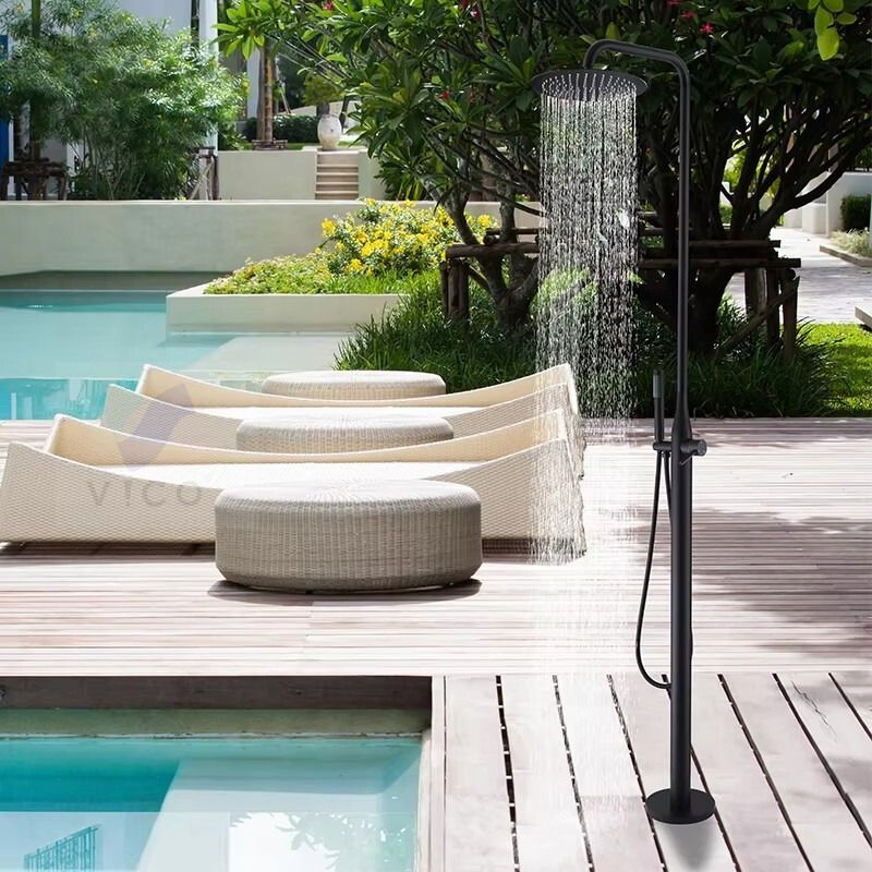 Shower with 316L Sprayer Mixer and Foot Washer Black Sined