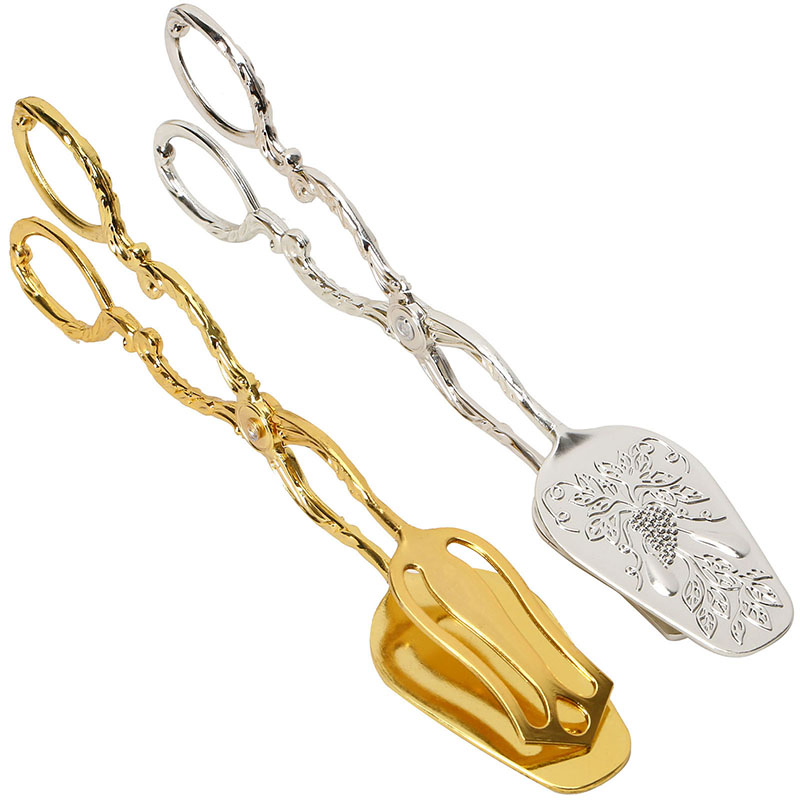 Gold and Silver Alloy Food Tongs Hotel Restaurant Kitchenware for Serving Bakery Dessert Restaurant Buffet Tools