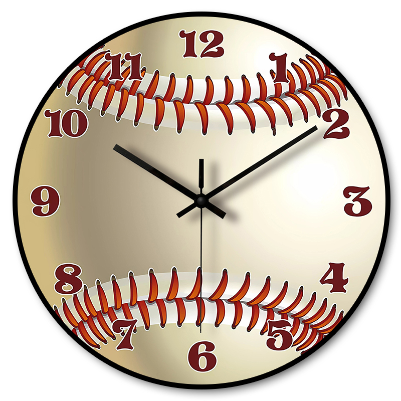 Baseball Shaped Wall Clock, Sports-Themed Home & Game Room Decor Timepiece