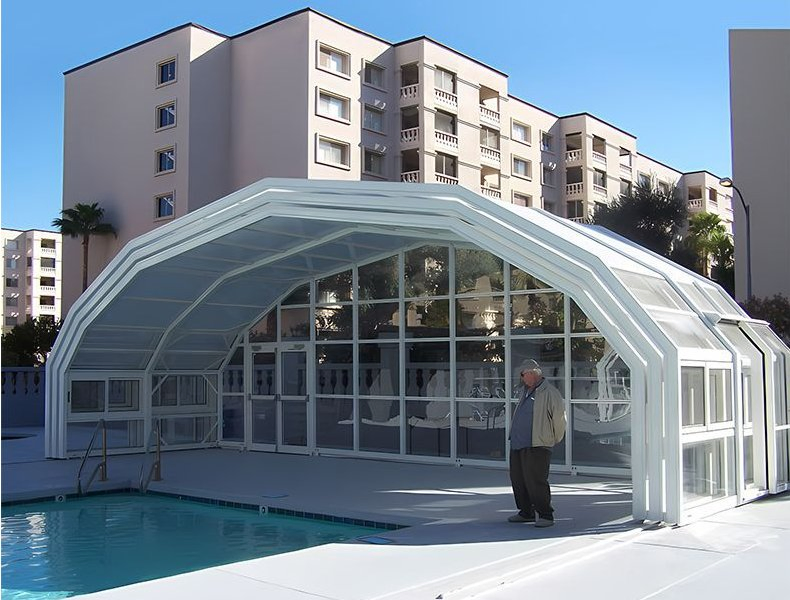 Custom Portable Retractable Sun Room Villa Pool Electric Intelligent Folding Aluminum Alloy Automatic Opening and Closing Roof