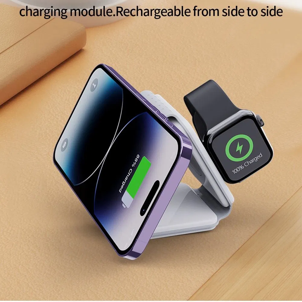 Foldable Magnetic Wireless Charger Holder 3 In1 Magsafe Charger Custom Wholesale