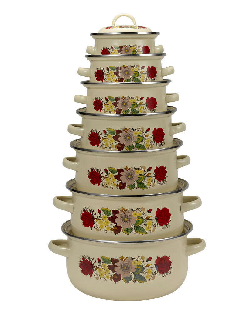 Enamel Casserole Set with Cover-6PCS Set