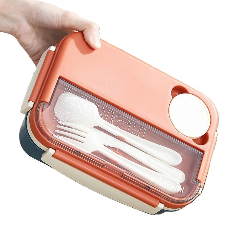 Microwave-Safe 4-Compartment Plastic Lunch Box for Easy Meal Prep