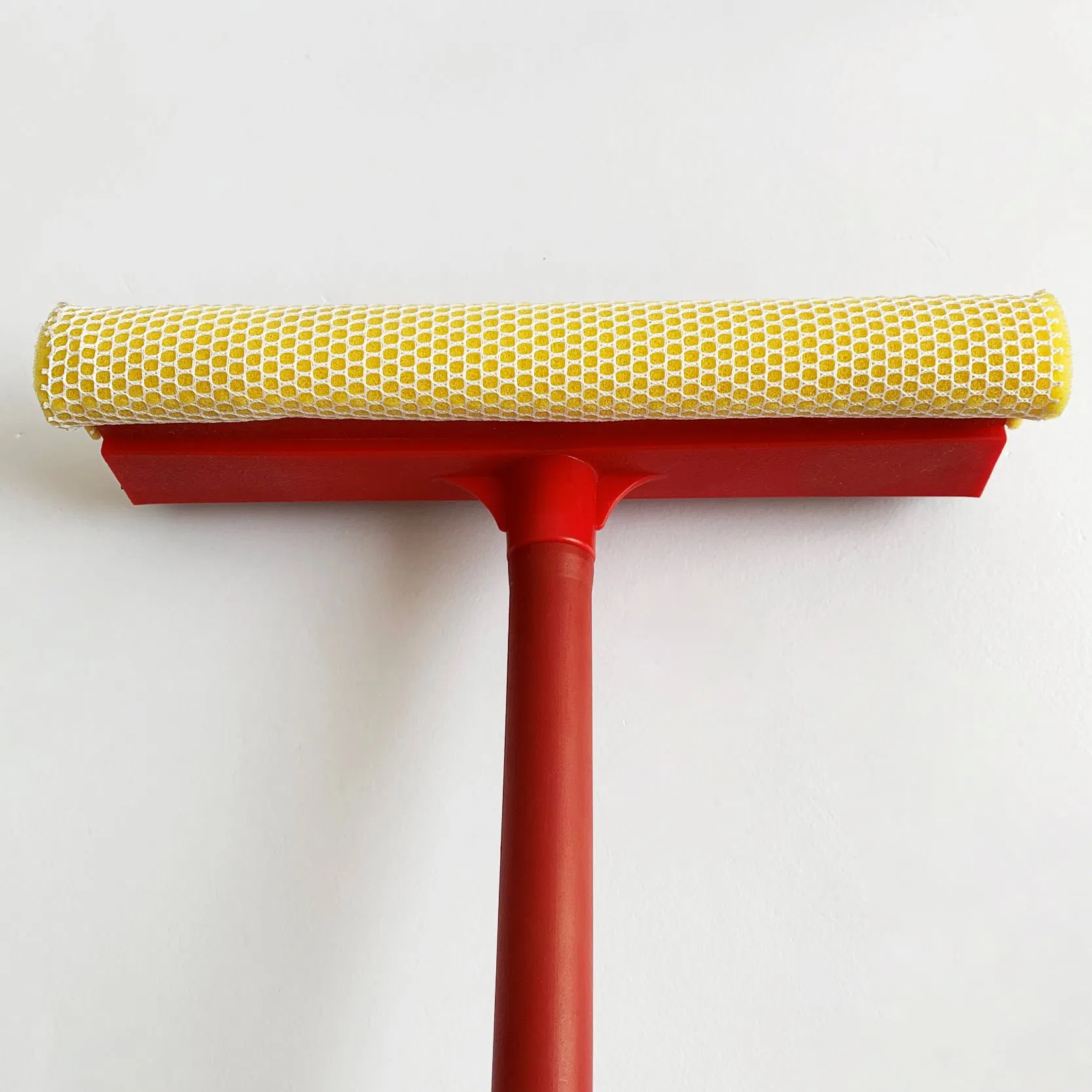 PVC Handle and PP T-Bar with Double Sided Wiper One Side Sponge The Other Rubber Squeegee Window Cleaner for Outdoor Indoor Cleaning