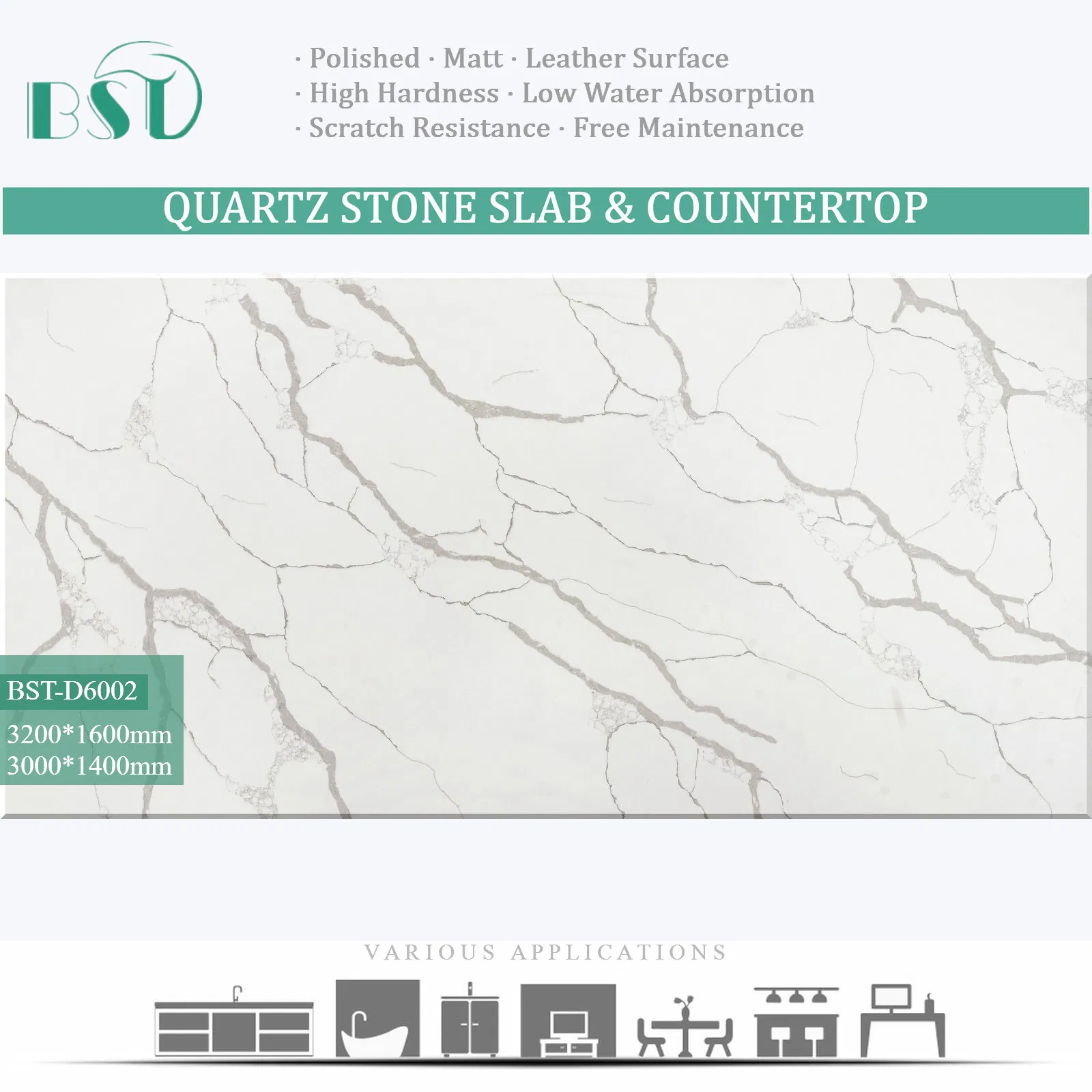 Calacatta Silica-Free Engineered Stone Non-Silica Quartz Alternative for Healthy Kitchens