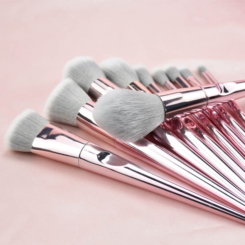 Bright Rose Gold Pink Glitter Private Label Professional Customize Makeup Brushes