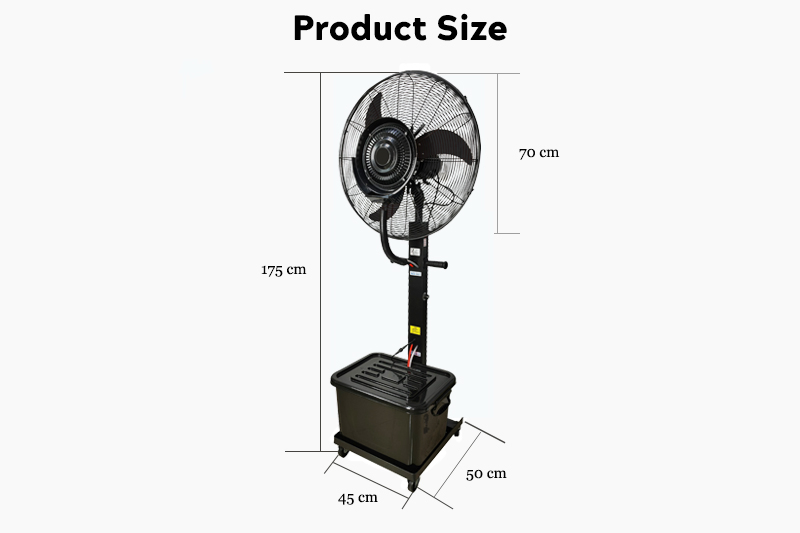 26 30 Inch 42L Water Tank Outdoor Strong Wind Humidifier with Wheels Stand Roof Air Cooling Electric Portable Evaporating Mist Spray Industrial Fan